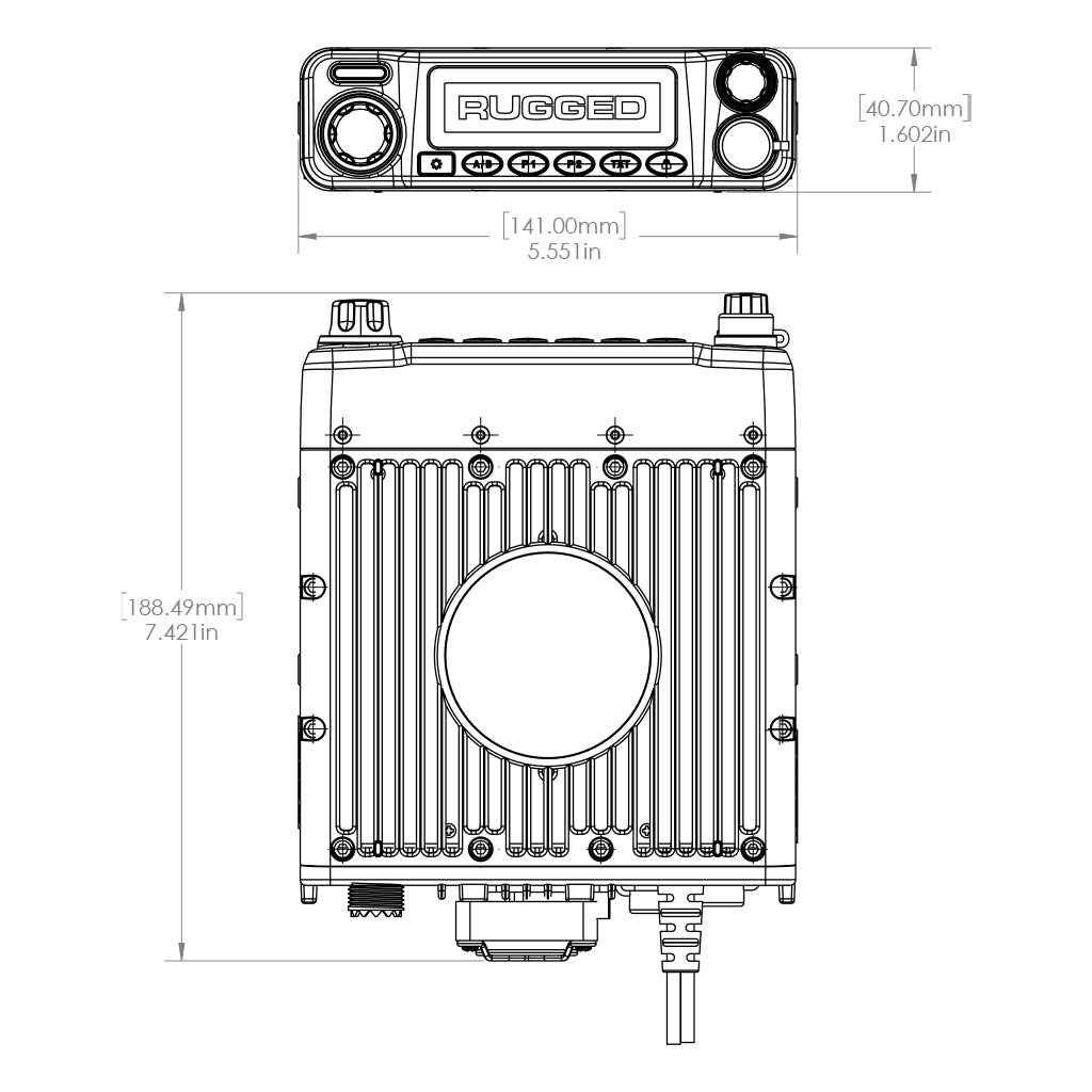 Radio Kit - Rugged M1 RACE SERIES Waterproof Mobile with Antenna - Digital and Analog