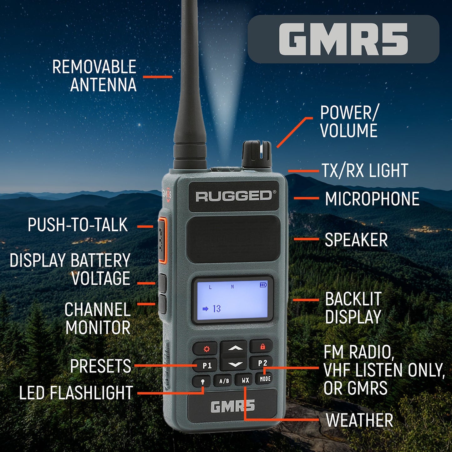 GMR5 - 5W GMRS Handheld Radio - 2 Pack