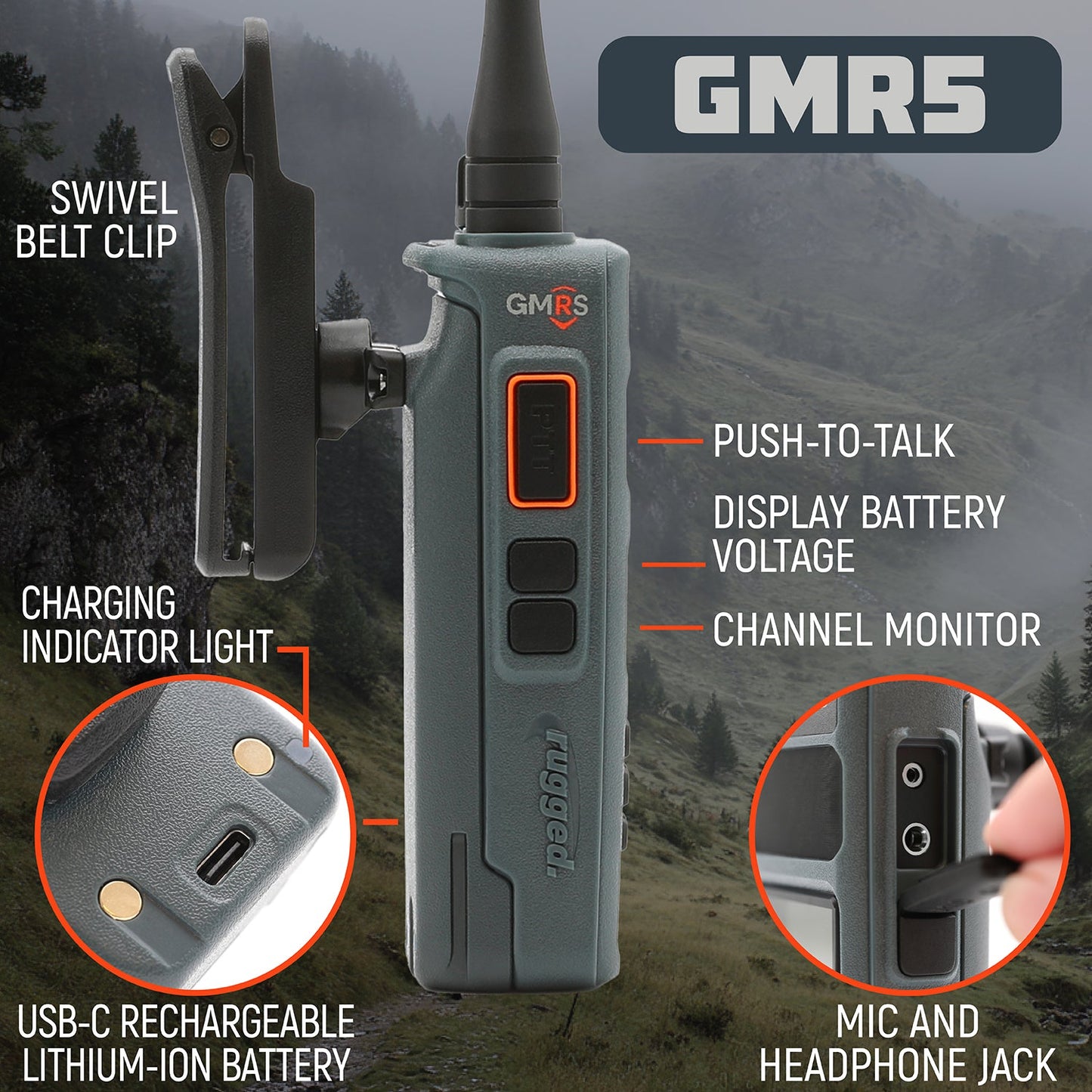 GMR5 - 5W GMRS Handheld Radio - 2 Pack