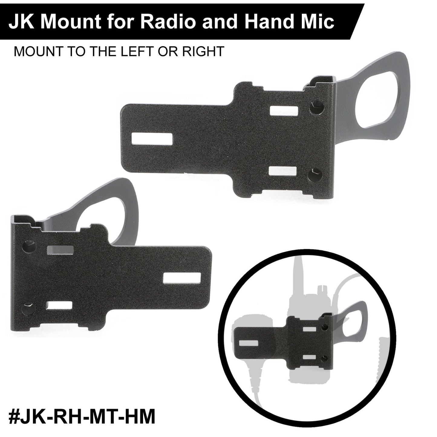 Handheld Radio Grab Bar Mount for Jeep JK JKU and JL - Fits R1 / V3 / GMR2 / GMR2 PLUS / RH-5R radios