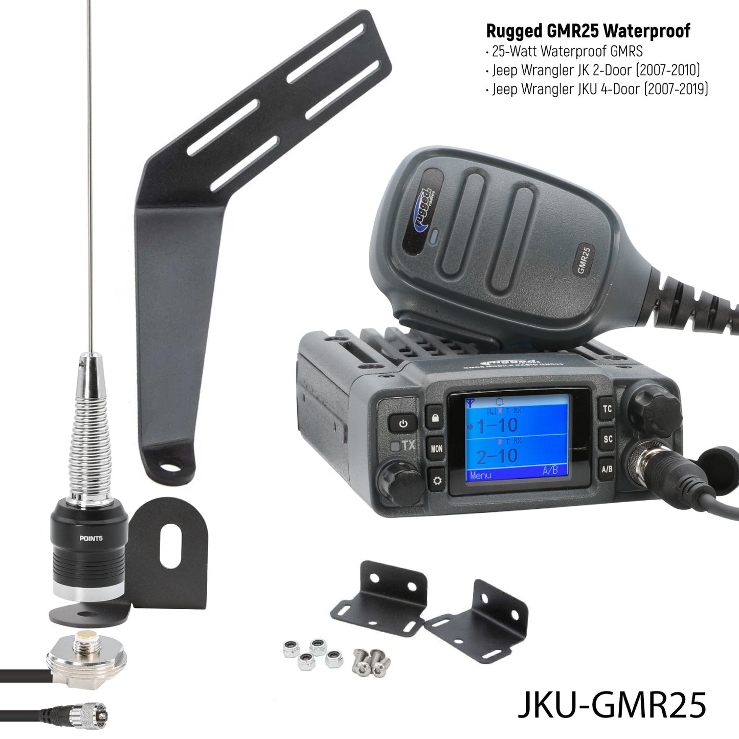 GMRS Mobile Radio Kit for Jeep Wrangler JK and JKU